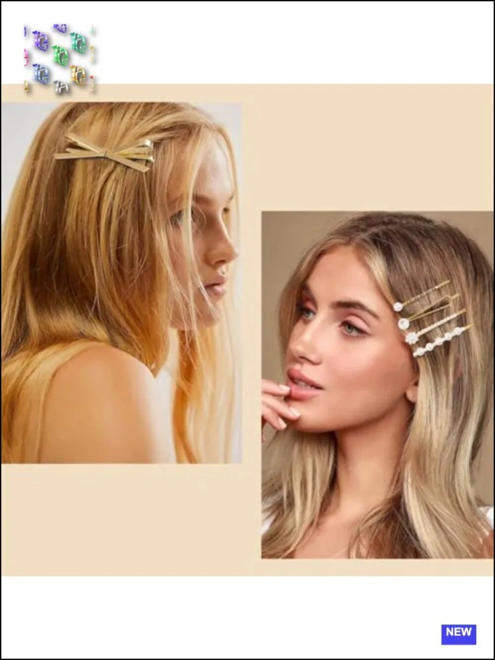 6 Pcs Faux Pearl Gold Plated Bobby Pins Decorative Hair Clips Set